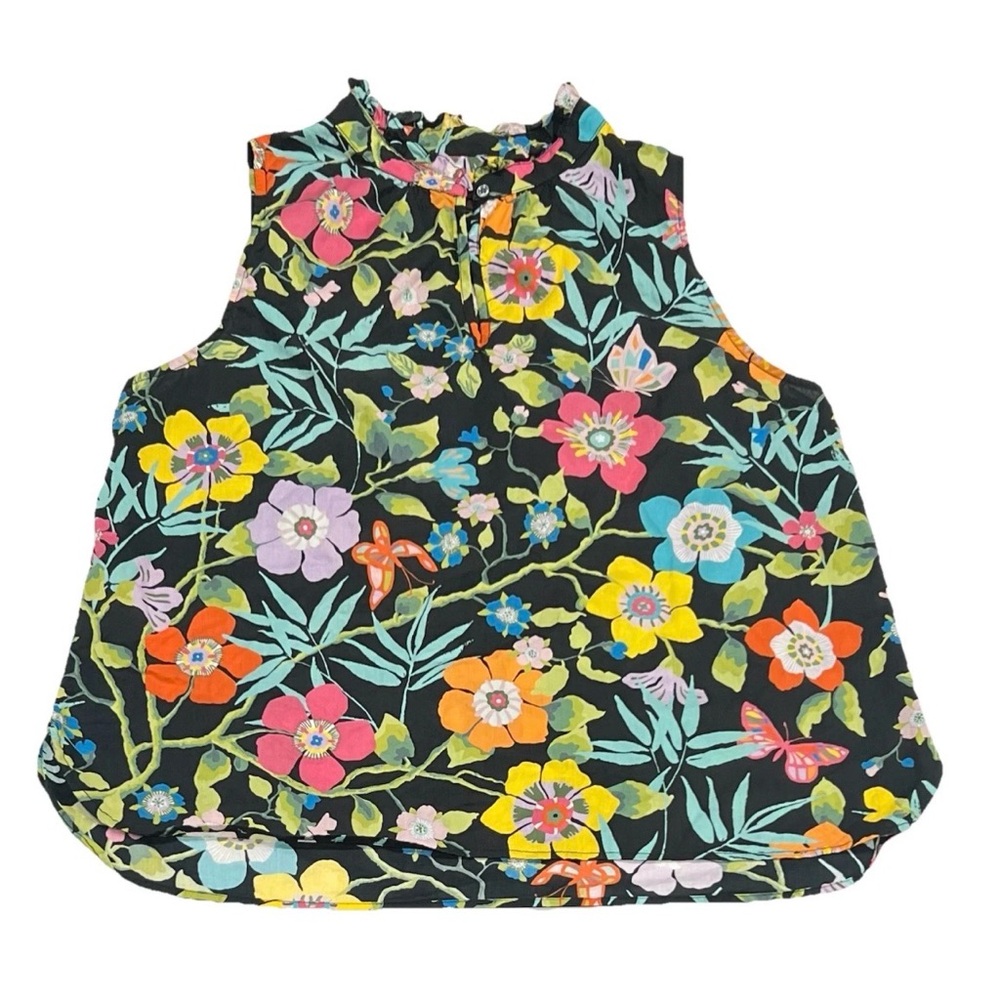 J. Crew Liberty Of London Floral Ruffle Neck Tank in Pavillon Floral Size 10